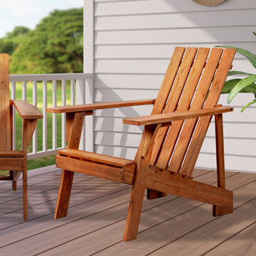Irving Outdoor Patio Modern Acacia Wood Adirondack Chair - JONATHAN Y
